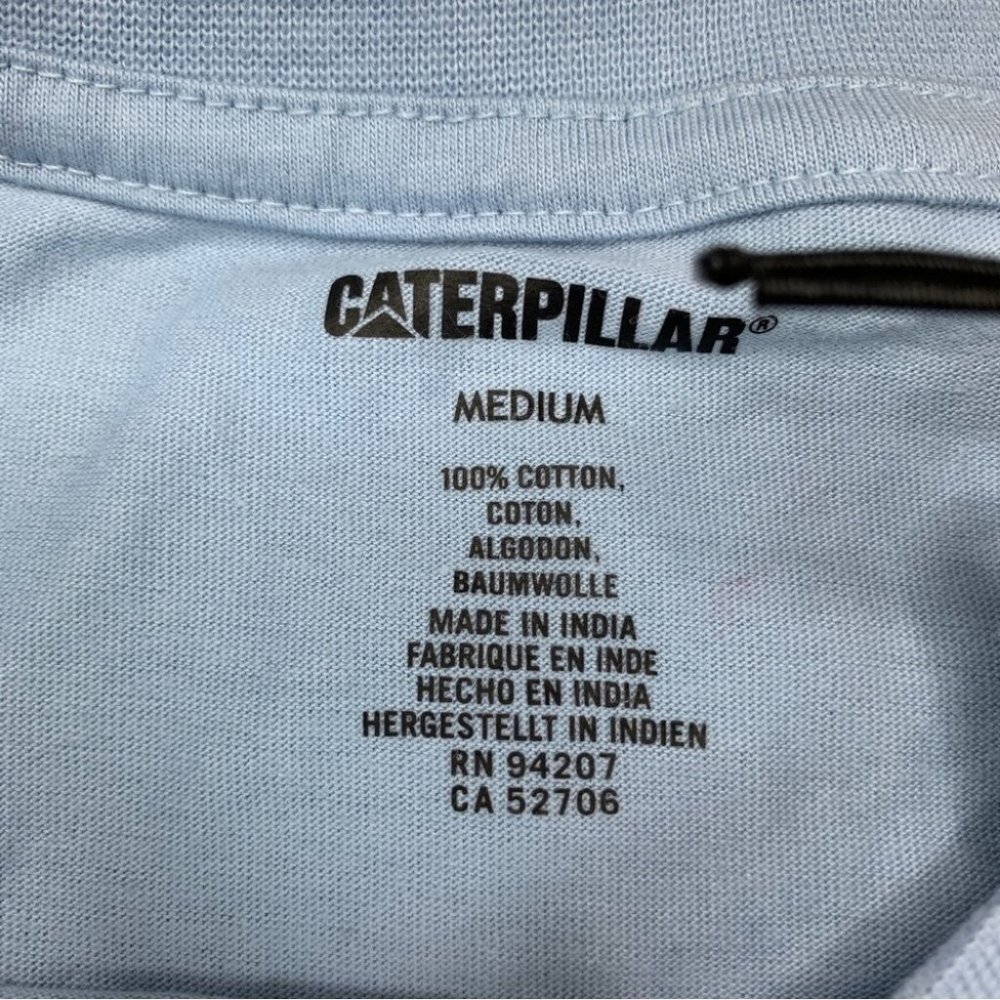 Caterpillar Mens Foundation Pioneers Logo T-Shirt Blue Fog M - Picture 3 of 11